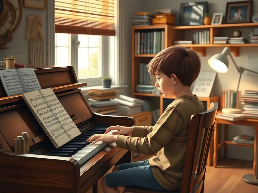 A focused image of a young musician participating in a workshop, highlighting the educational aspect of SCHERZO's programs.