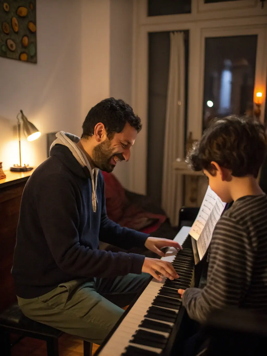 A focused image of a young musician participating in a SCHERZO workshop, receiving personalized instruction from a seasoned professional, highlighting the Educational Programs for Young Musicians.